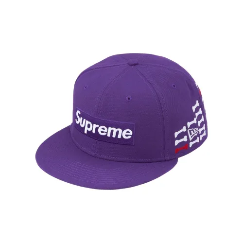 Supreme x New Era Кепки Унисекс Фиолетовый Серый Черный Красный Морской Синий