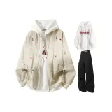 Хаки + Белый Свитшот + Черные Карго Брюки