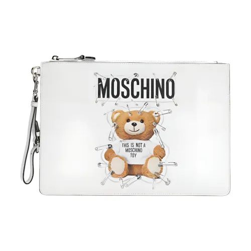 MOSCHINO Кожа Клатч Большой Женская Белая