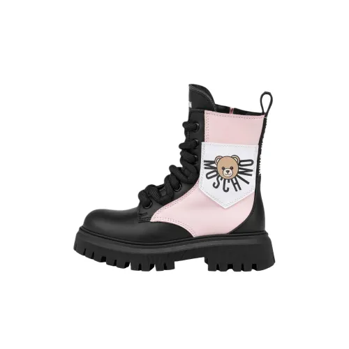 MOSCHINO Высокие кожаные сапоги для малышей розовые