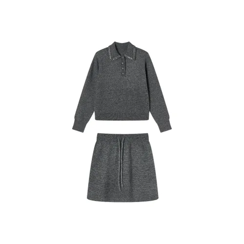 XIANGYING Темно-серый женский комплект с юбкой