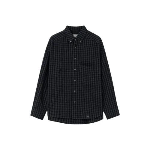 WOOYOUNGMI FW25 Серый Клетка Check Рубашка Мужская