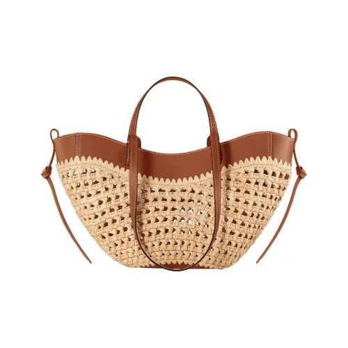 Polene Raffia Телячья кожа Сумка Мини Женская Бежевая и Коричневая