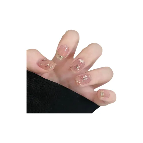 T Z Осень и зима Атмосфера Кошка's Eye Золотой False Nail Короткий Квадрат Короткий LADDER Телесный Smudge Coquette