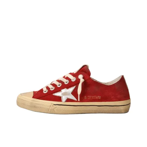 Golden Goose V Star LTD Low Топ Скейтборд Кроссовки Женские Темно-красный Потертый Позиционирование Стиль