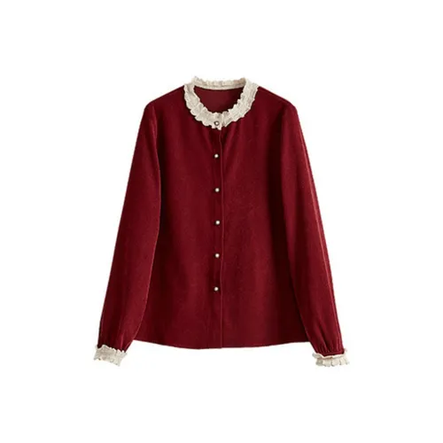 SLLSKY Винтажная красная женская рубашка