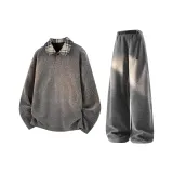 Темно-серый топ с флисовой подкладкой + серые штаны