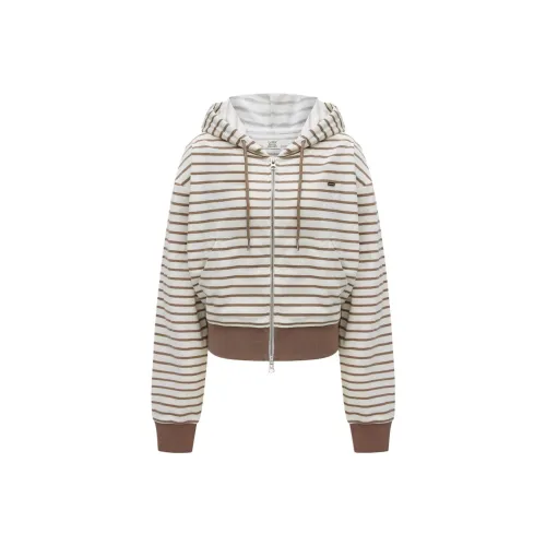 Letter From Moon FW25 SENA Stripe Хлопок С капюшоном ZIP UP Свитшот Женские