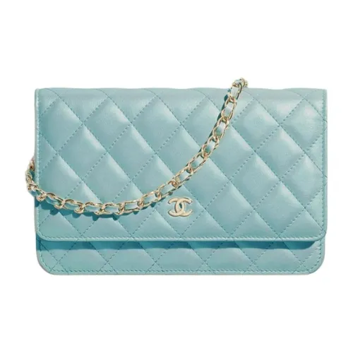 CHANEL WOC Овчина Сумка с цепочкой Сумка с клапаном Сумка через плечо Женская Небесно-голубая