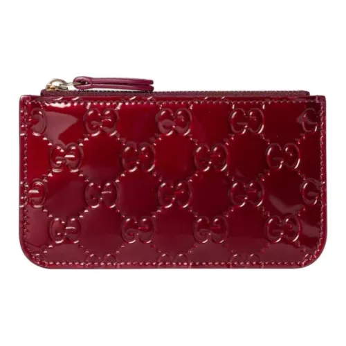 GUCCI GG Emblem Лакированная кожа Key Pouch Стандартный Женский Темно-красный