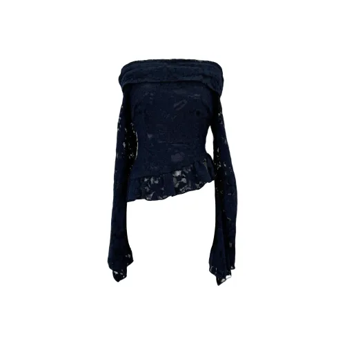 Udon House Темно-синий Синий Женский Короткий Топ