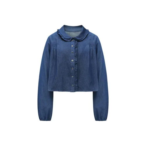Letter From Moon FW25 Poi Frill Denim Blouse Shirt Women's Леттер Фром Мун FW25 Poi Frill Джинсовая Рубашка Рубашка Женская