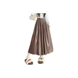 Кофейный, ледниковый, кожа, миди, юбка