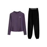 Комплект одежды (Темно-фиолетовое пальто + черные штаны)