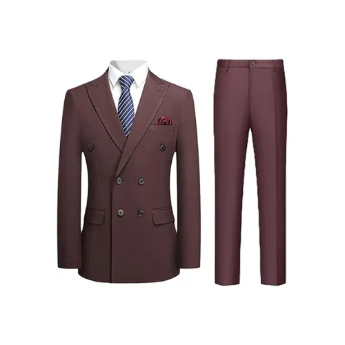 H YXIANG Ржаво-красный Мужской Деловой костюм