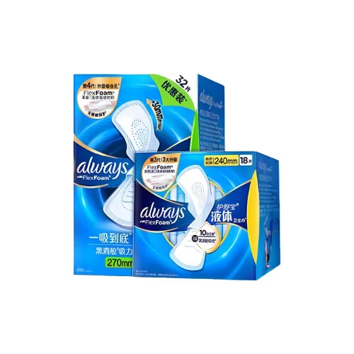 Always Ежедневное использование Комбинация Жидкость Гигиенические прокладки Дышащие 240 мм 18 шт. Корпус + 270 мм 32 шт. Корпус