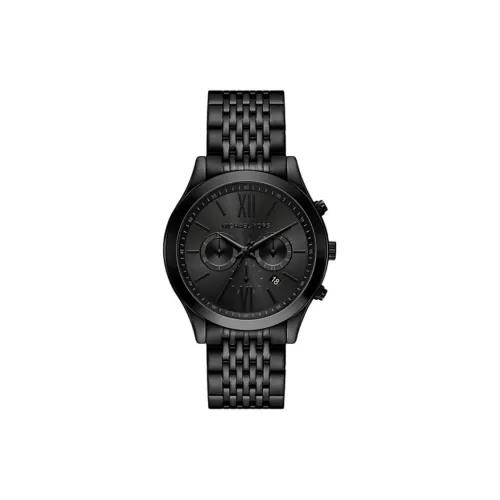 MICHAEL KORS Мужские часы Кварцевый механизм Ремешок из нержавеющей стали 42 мм Черный циферблат