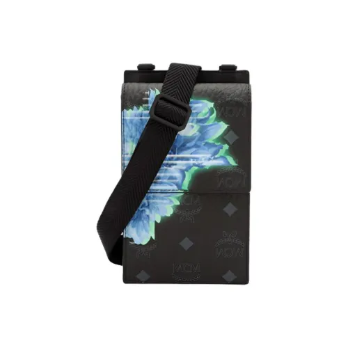 MCM Visetos Покрытый холст Картхолдер Чехол для телефона Сумка через плечо Мужской Черный Монограмма