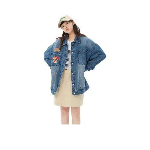 PZHK Темно-синий женский джинсовые куртки