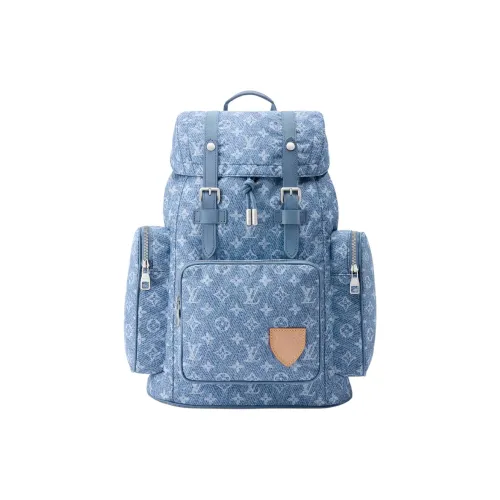 LOUIS VUITTON CHRISTOPHER Denim Backpack Men's Blue LOUIS VUITTON CHRISTOPHER Деним Рюкзак Мужской Синий