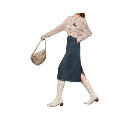 FAWENXIANGZI Деним Длинная Юбка Женская