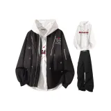 Чёрный+Белый Свитшот+Чёрные Карго Брюки