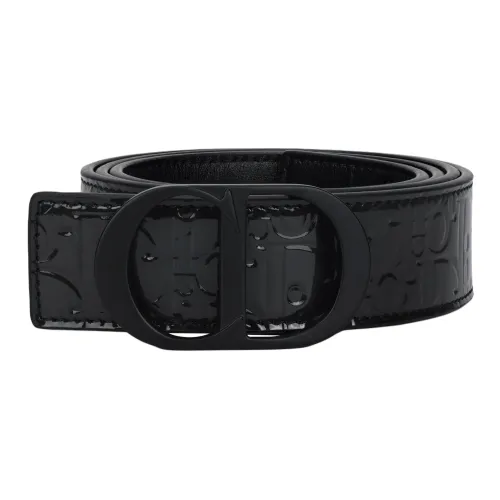 DIOR CD Логотип плавная застежка кожаные ремни мужской черный ширина 3,5 см