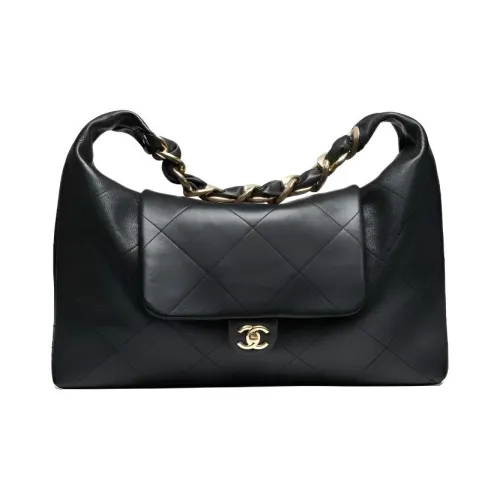 CHANEL Телячья кожа Сумка через плечо Экстра-большая Женская Черная