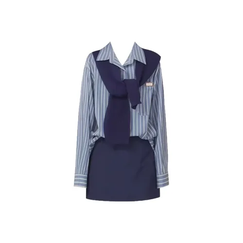 COVT Рубашка+Шаль+Короткая Юбка Женские Комплекты с Юбкой