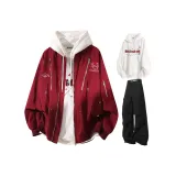 Бордовый + Белый Свитшот + Черные Карго Брюки