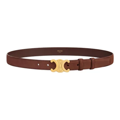 CELINE Телячья кожа Кожаные ремни Женские Каштановый Ширина 2,5 см
