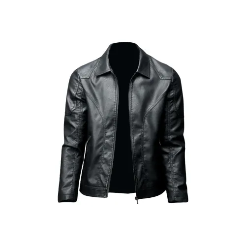 LH HOMME Черные Мужские Кожаные Куртки