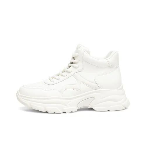 BOERDIQI Высота Увеличивающие Легкие MID Топ Толстая Подошва Кроссовки Женские