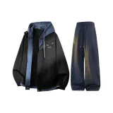 Чёрный синий топ + тёмно-синие штаны