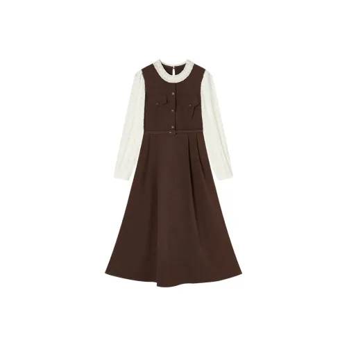 XIANGYING Длинное платье с длинными рукавами женское