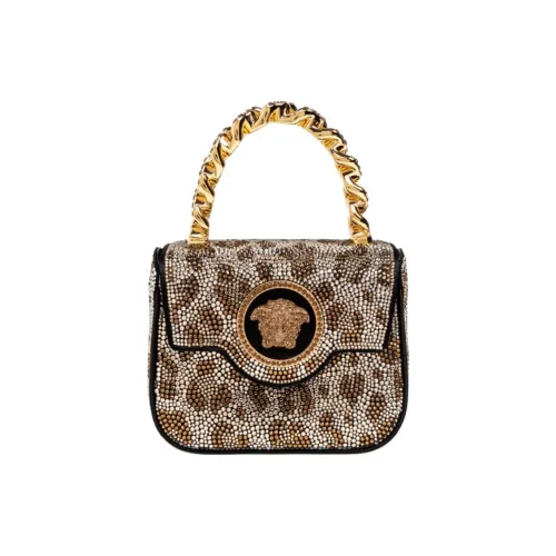 VERSACE La Medusa Вискоза Одно Плечо Сумка Мини Женская Бежевая и Коричневая