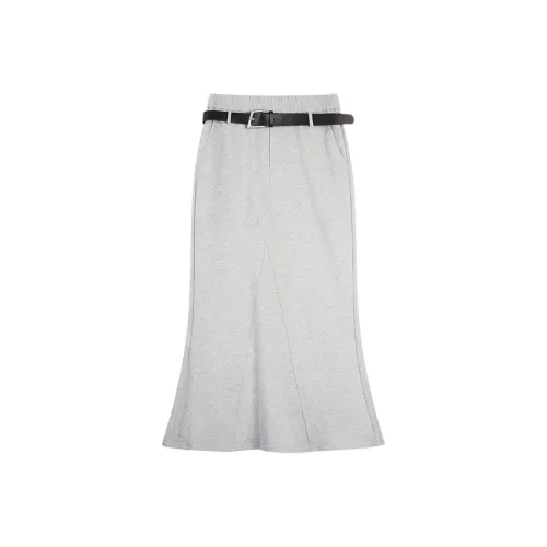 ELLE Светло-серый Женский Повседневный Длинный Юбка