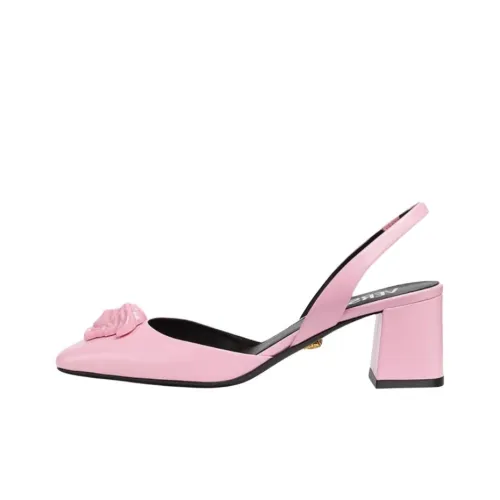 VERSACE La Medusa Грубый каблук Высокие каблуки Женские Розовый
