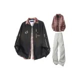 Чёрные + Светло-серые штаны + Красная + Синяя клетчатая рубашка