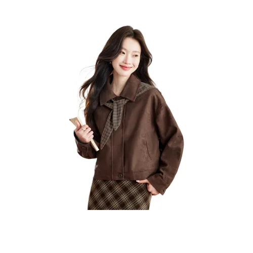 H YXIANG Кофе Женские Короткие пальто