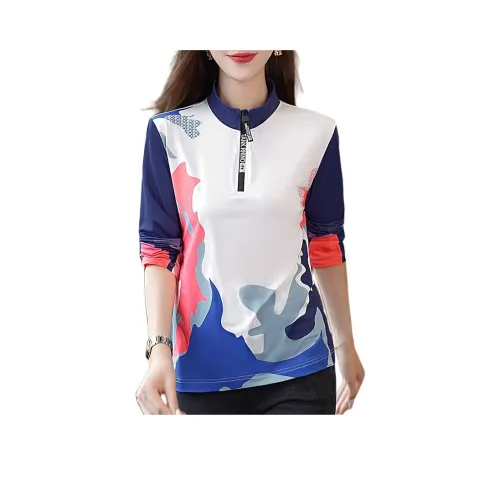 The Temptation Of The Muse Воротник-стойка Длинный рукав Т-рубашка Женская