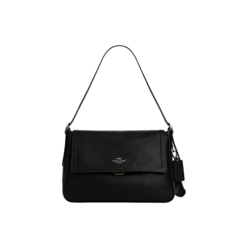 COACH Etta Корова Кожа Сумка через плечо Большая Женская Черная