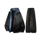 Чёрный синий топ + чёрные штаны