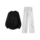 2251 Черный топ + 669 Белый Фотиния Серый Штаны