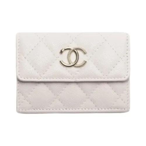 CHANEL Телячья кожа С откидной крышкой Кошелек Маленький Женский Светло-розовый