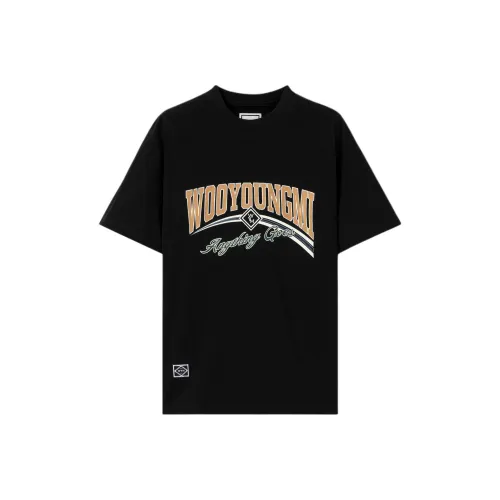 WOOYOUNGMI FW25 Черный Lenticular Логотип T Рубашка Мужская