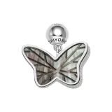 [Односторонний символ, элемент] Класс 15,5 мм, серый, жемчужная раковина, бабочка