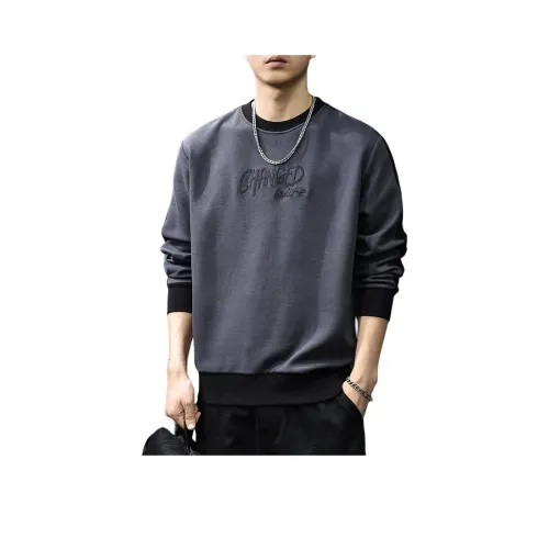 QIANJINNIU Темно-серый флис с подкладкой мужские свитшоты