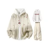 Хаки + Белый худи + Хаки карго штаны