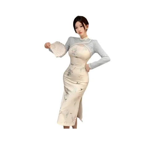 ЮЙЧЖАОЛИНЬ Длинное платье с длинными рукавами женское